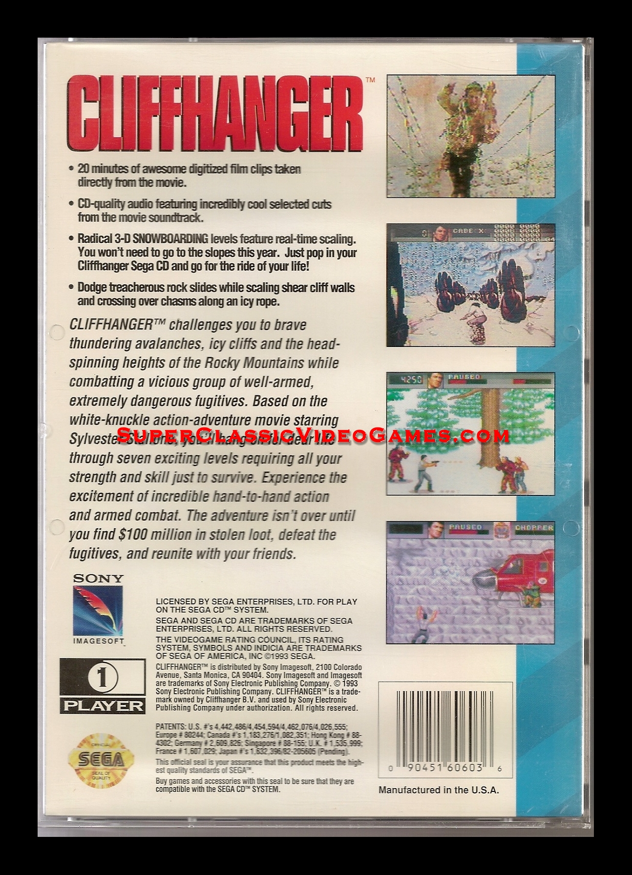 SEGA CD - CLIFFHANGER back