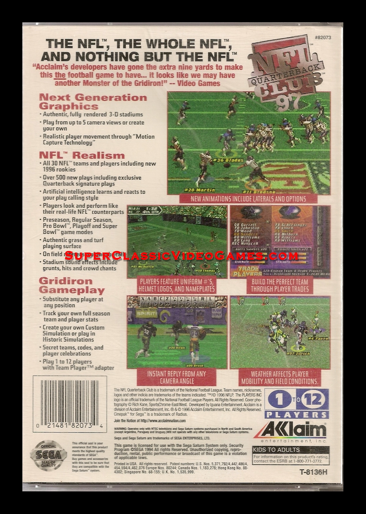 SEGA SATURN - NFL QUARTERBACK CLUB 97 back